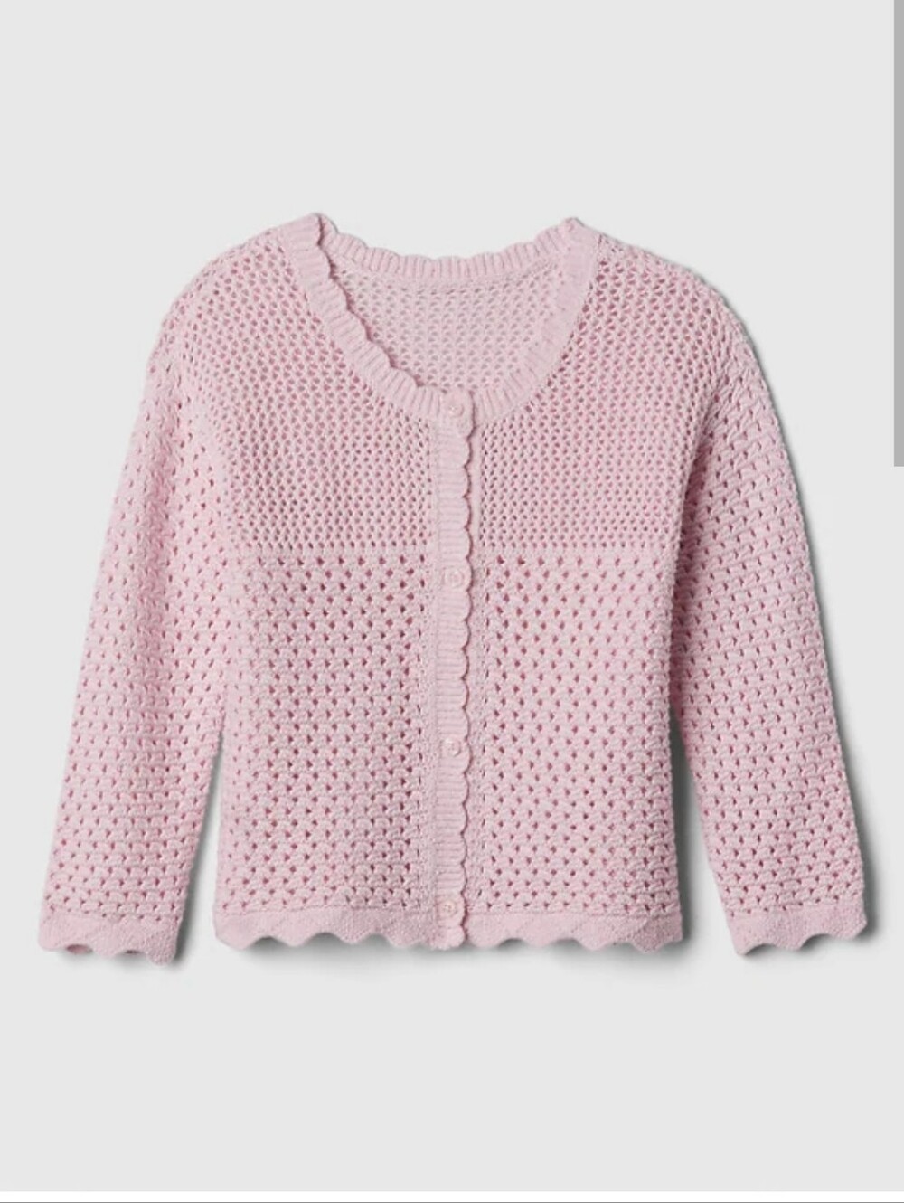 Gap Baby Pink Crochet Knit Button Up Sweater Size 18-24 Months